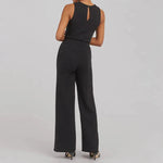 Mia - ærmeløs jumpsuit med brede ben og bindebånd i taljen