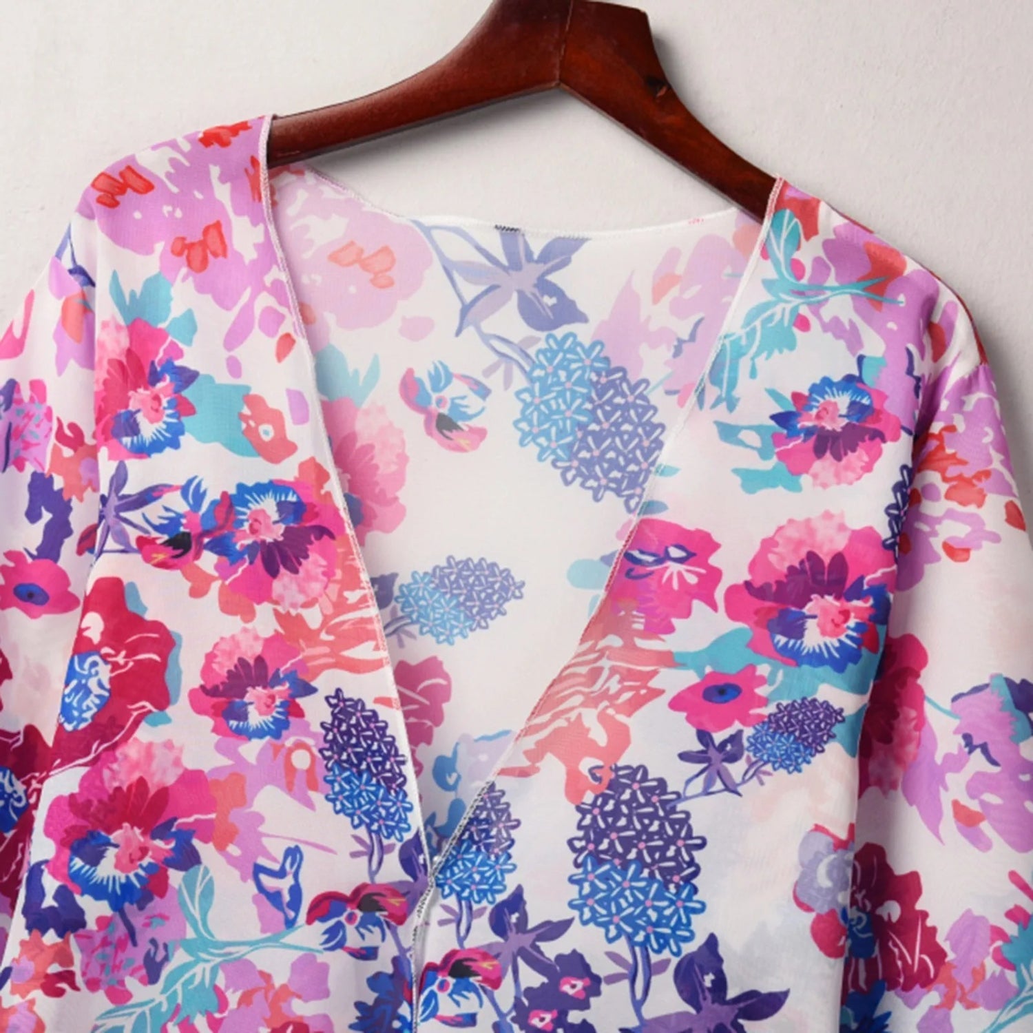 MODA pink blomsterprint åndbar blød kimono