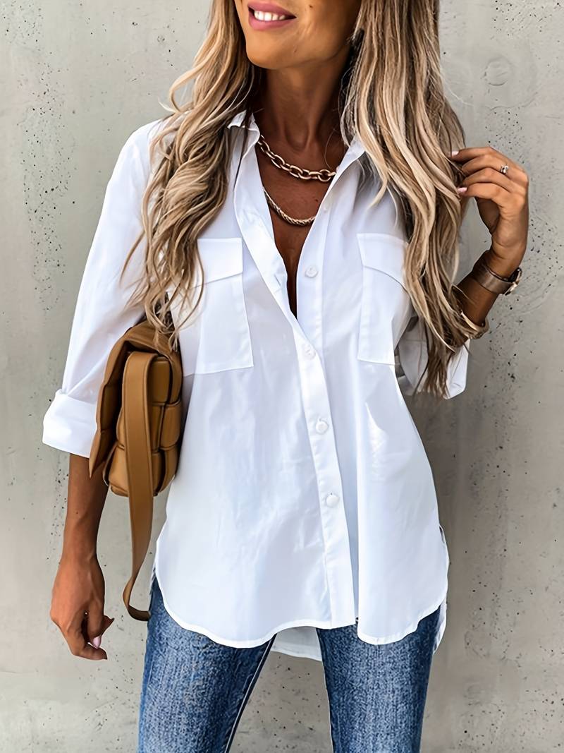Hvid skjorte med knapper - Iria