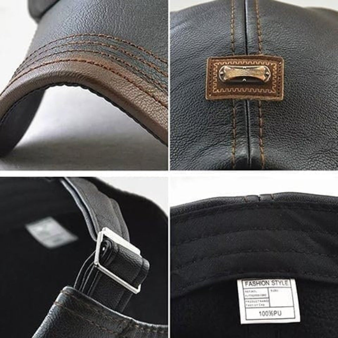 Devako FlatCap - Retro baret-hat i læder til mænd