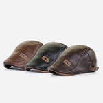 Devako FlatCap - Retro baret-hat i læder til mænd