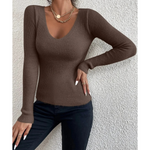 MODA khaki foret rund hals fleece dame langærmet t shirt
