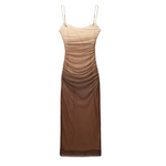 Adriana - Elegant midikjole i mesh med spaghettistropper