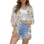 MODA hvid boble med blomsterprint kimono