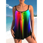 MODA sort patchwork frynse åndbar tankini