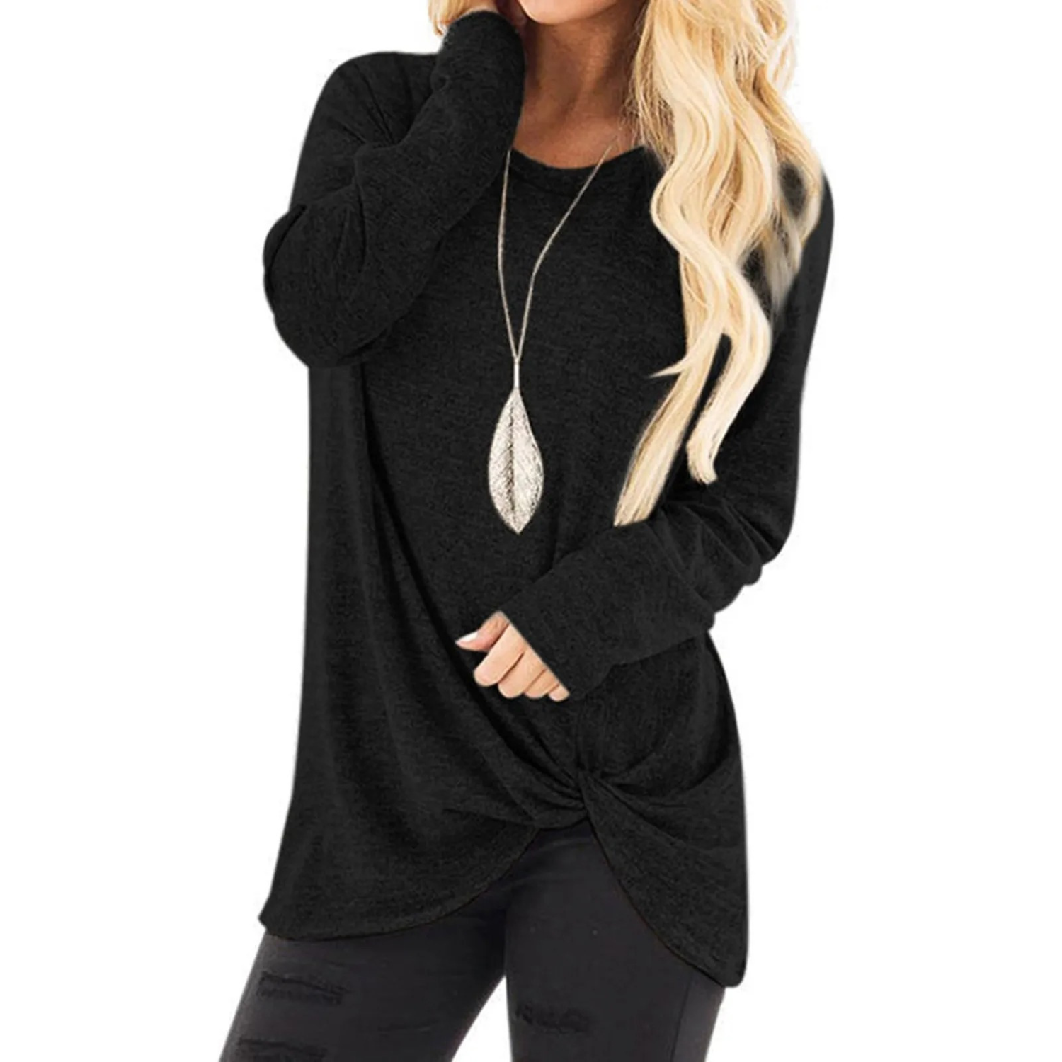 MODA brun åndbar komfortabel dame langærmet t shirt