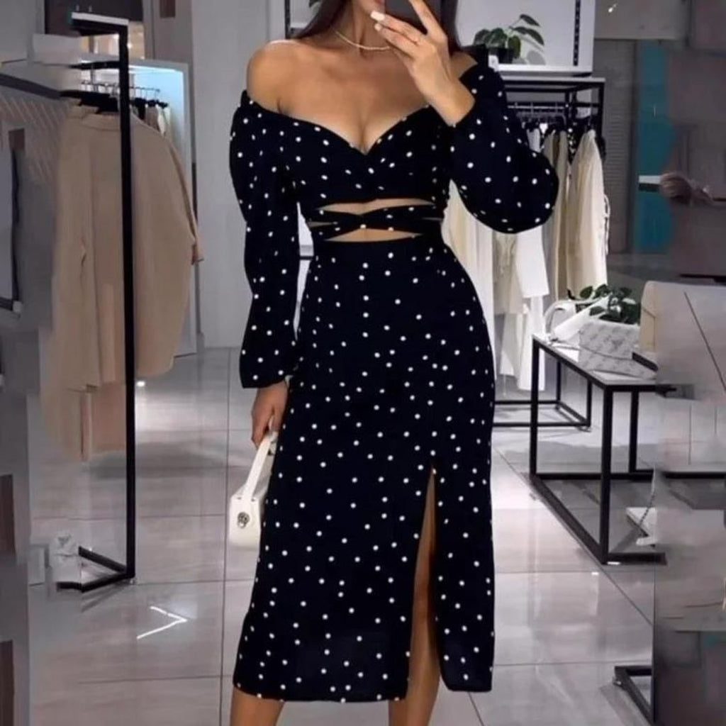 Juliette - Off-Shoulder Prikket Kjole med Slids foran