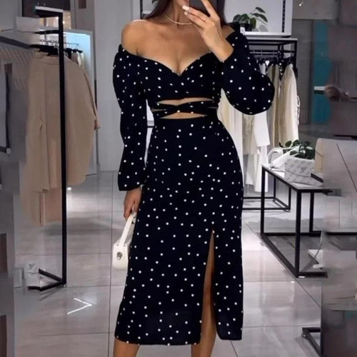 Juliette - Off-Shoulder Prikket Kjole med Slids foran