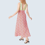Elena - V-hals blomstret patchwork maxikjole