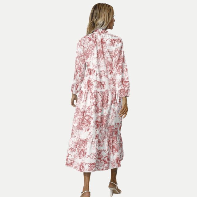 Adriana - Midikjole med toile-print med høj krave