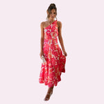 Isabella - Asymmetrisk midikjole med blomsterprint og etager
