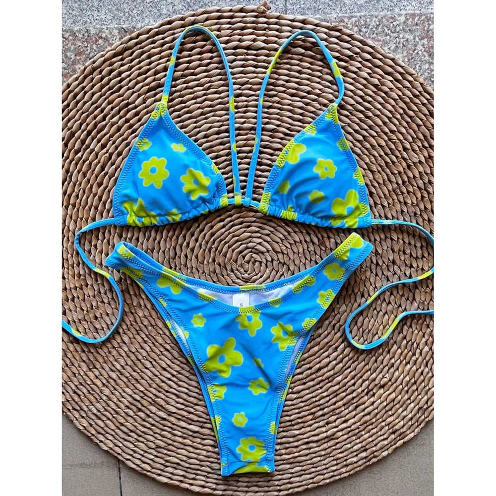 MODA Push up bh-pude halter string blomstret bikinier
