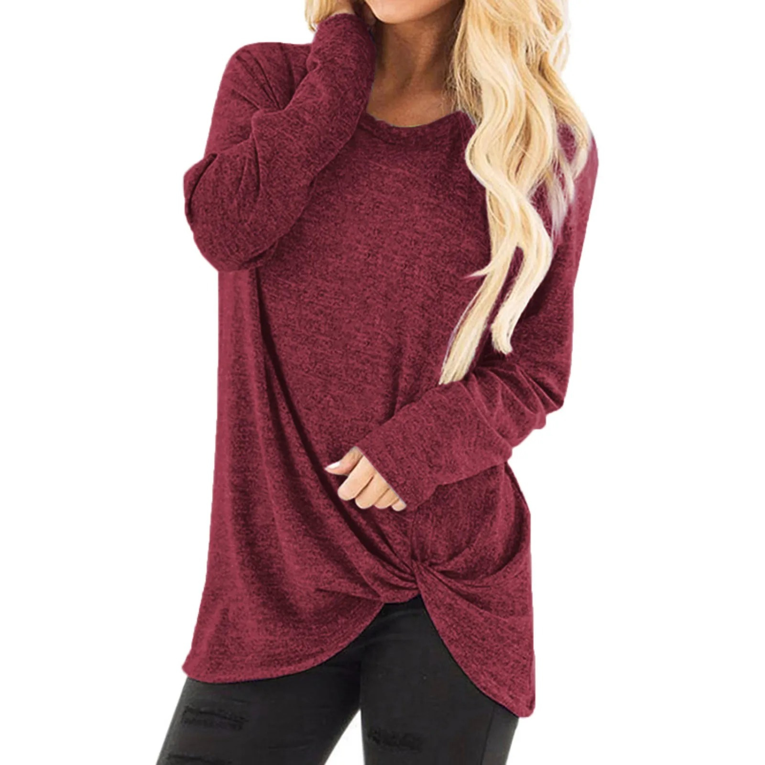 MODA brun åndbar komfortabel dame langærmet t shirt