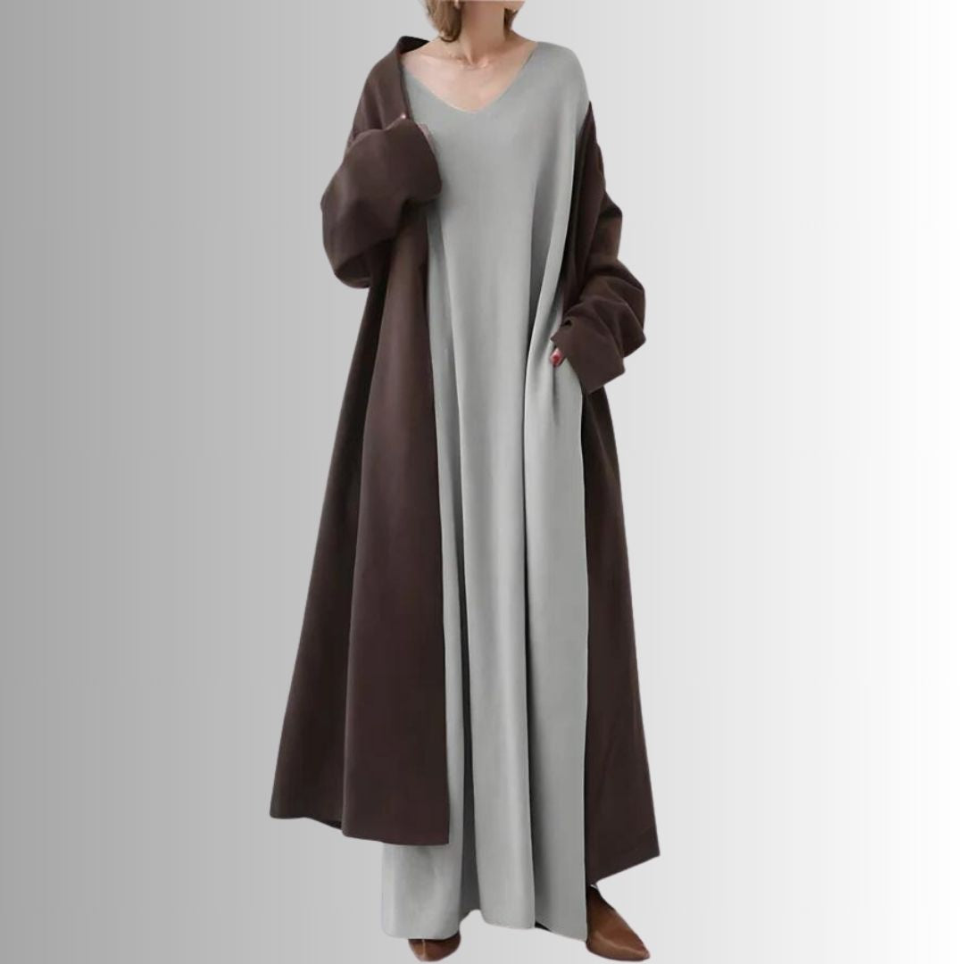 Aria - Lang Oversize Sweaterkjole i Oliven