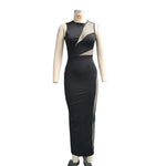 Naomi - Moderne Midi Kjole med Transparente Paneler