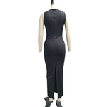 Naomi - Moderne Midi Kjole med Transparente Paneler