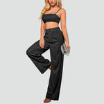 Luna - Sparkly Crop Top og bukser med høj talje