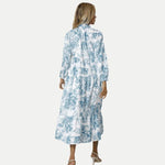 Adriana - Midikjole med toile-print med høj krave