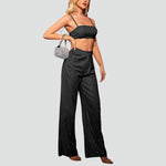 Luna - Sparkly Crop Top og bukser med høj talje