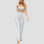 Luna - Sparkly Crop Top og bukser med høj talje