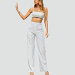 Luna - Sparkly Crop Top og bukser med høj talje
