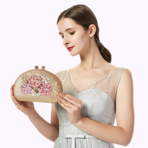 Seraphina - Blomsterdekoreret håndtagstaske med perler