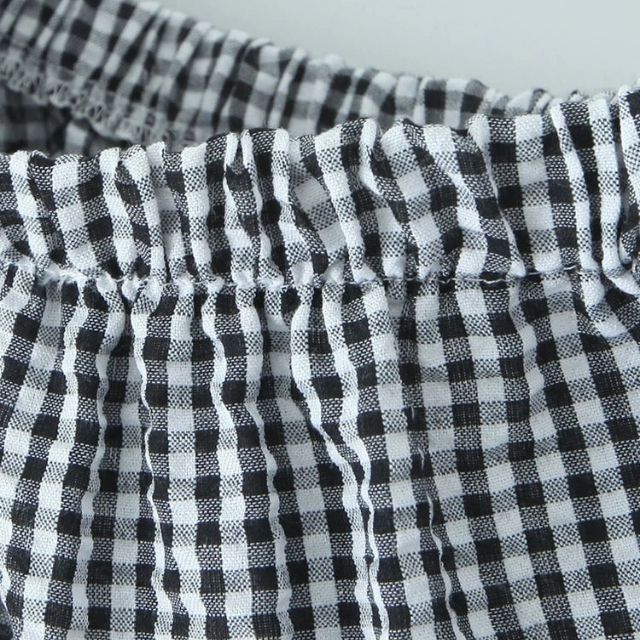 Fiona - lagdelt gingham midi-nederdel med flæsedetaljer