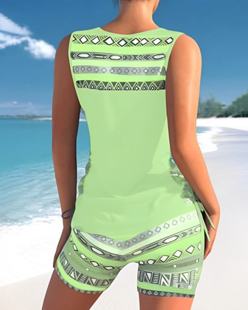 Roha - Tankini med geometrisk print og V-udskæring