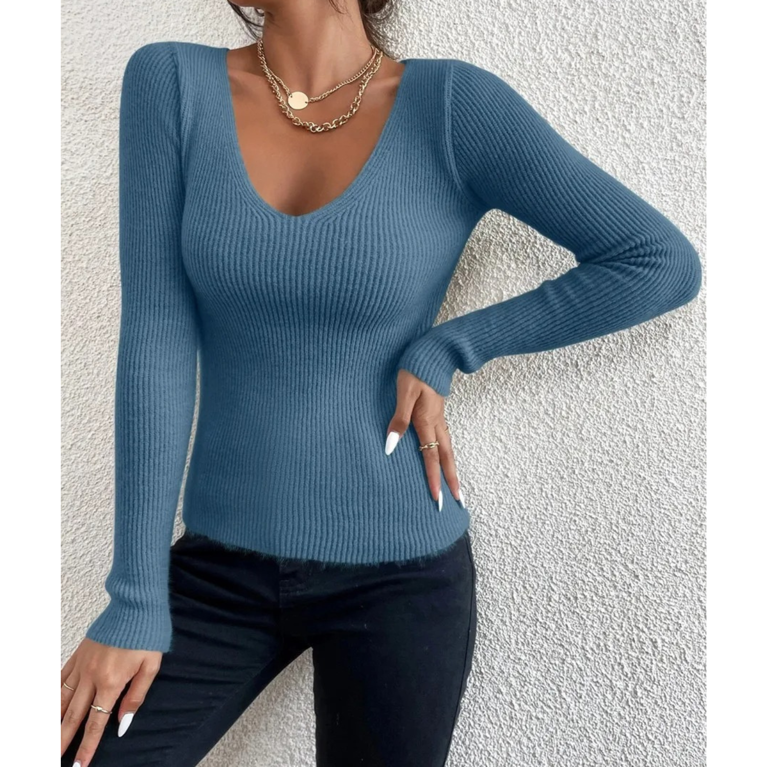 MODA khaki foret rund hals fleece dame langærmet t shirt