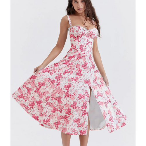 MODA elegant rød enkel behagelig sommerkjole