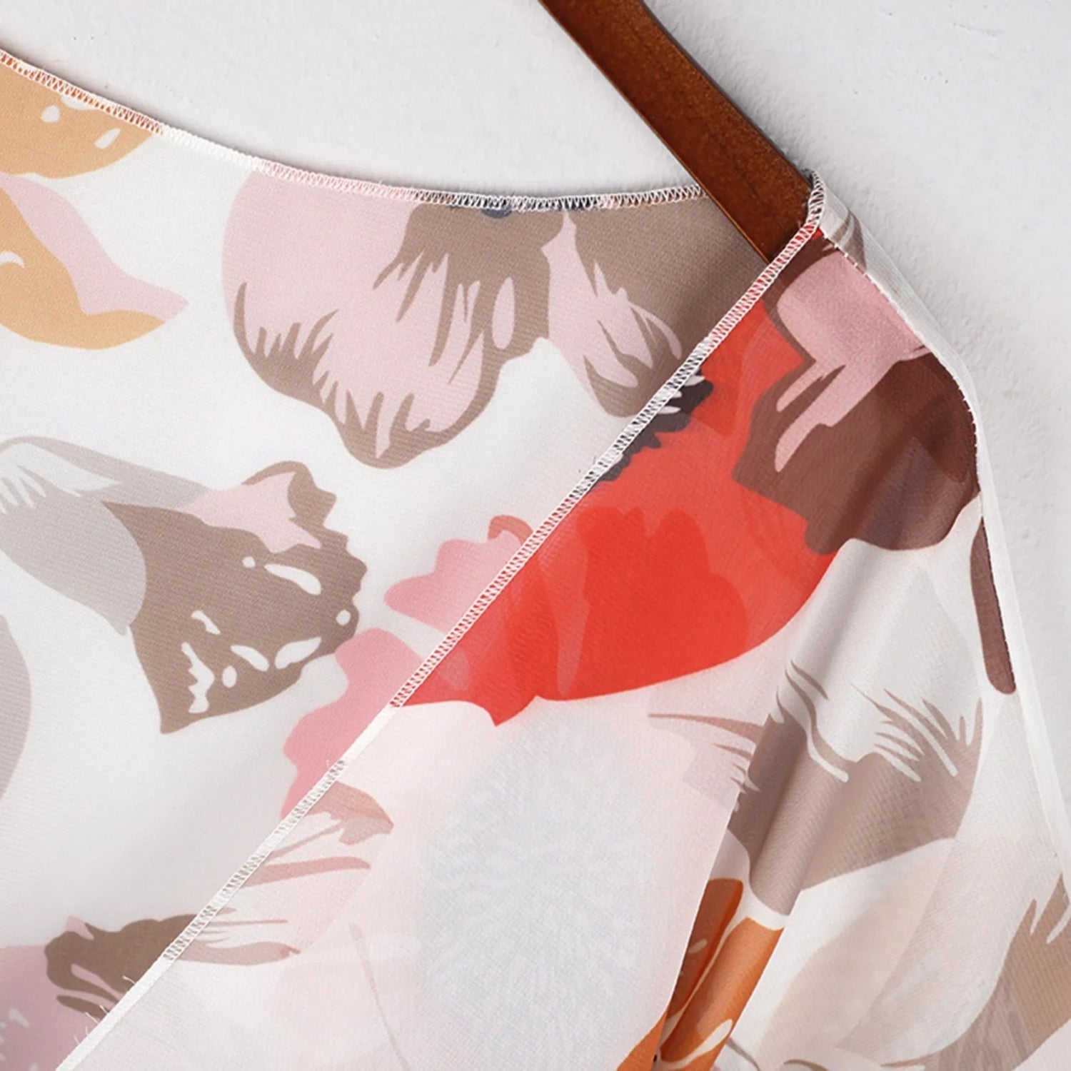 MODA orange blomsterprint åndbar kimono