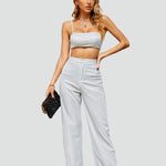 Luna - Sparkly Crop Top og bukser med høj talje
