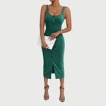 Isabella - Button Up Ribbet Bodycon Midi-kjole