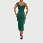 Isabella - Button Up Ribbet Bodycon Midi-kjole