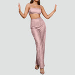 Luna - Sparkly Crop Top og bukser med høj talje