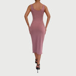 Isabella - Button Up Ribbet Bodycon Midi-kjole