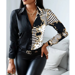 MODA patchwork med krave og leopard print dame bluse