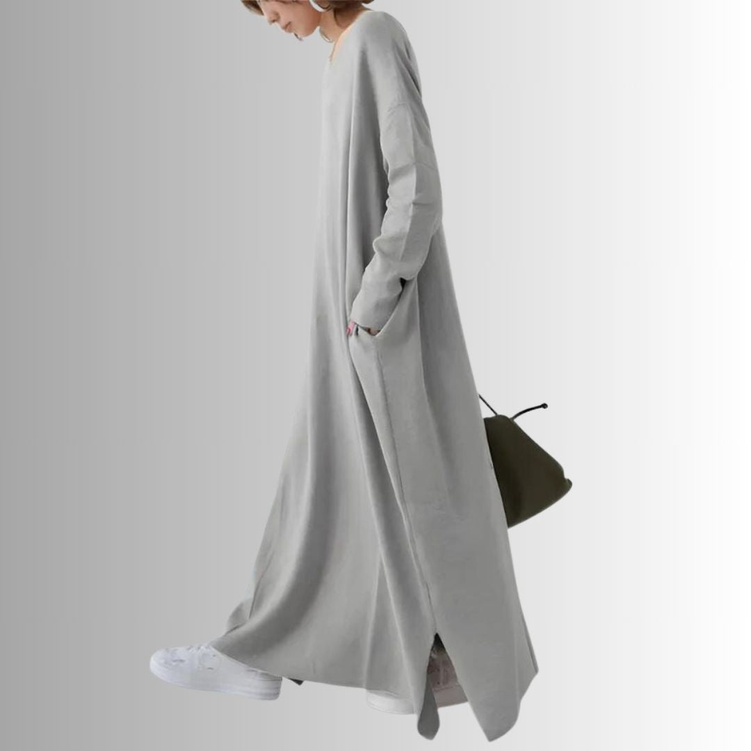 Aria - Lang Oversize Sweaterkjole i Oliven