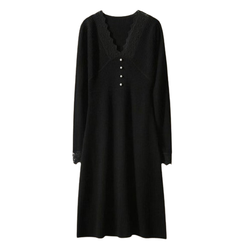 Clara - Chic ribstrikket sweater med sarte blondeærmer