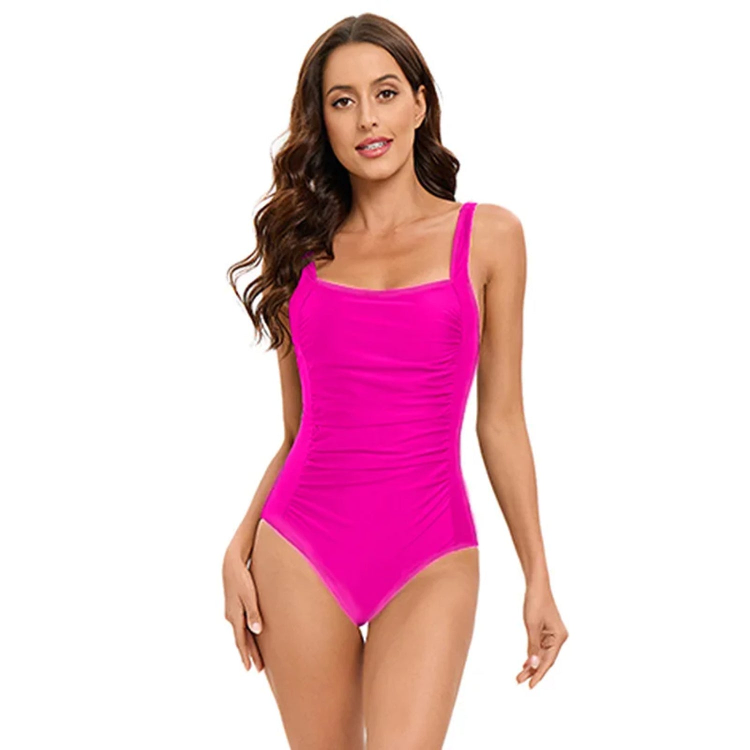 MODA åndbar tankini med rød foret mønster