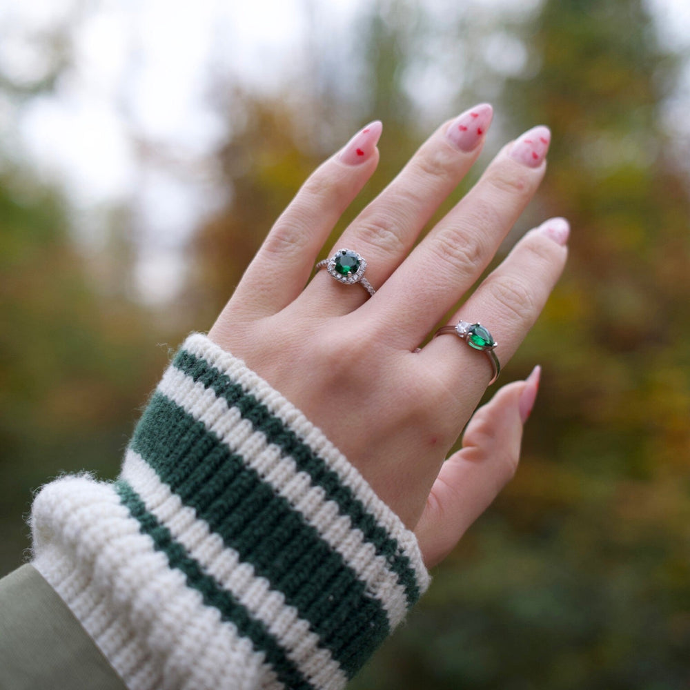 Verde - Slank ring med dobbelt ædelstensdesign
