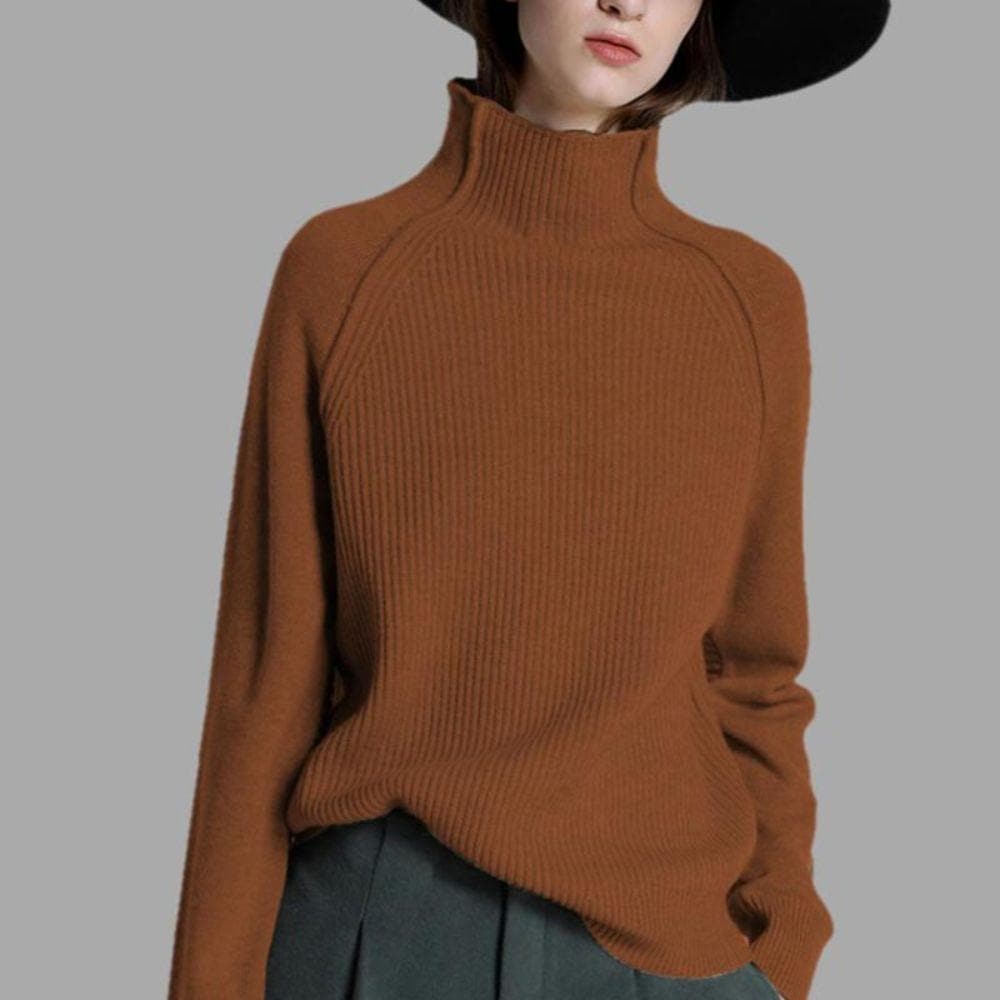 Dame Rullekrave Sweater - Blød Strik - Langærmet Komfortabel Pasform