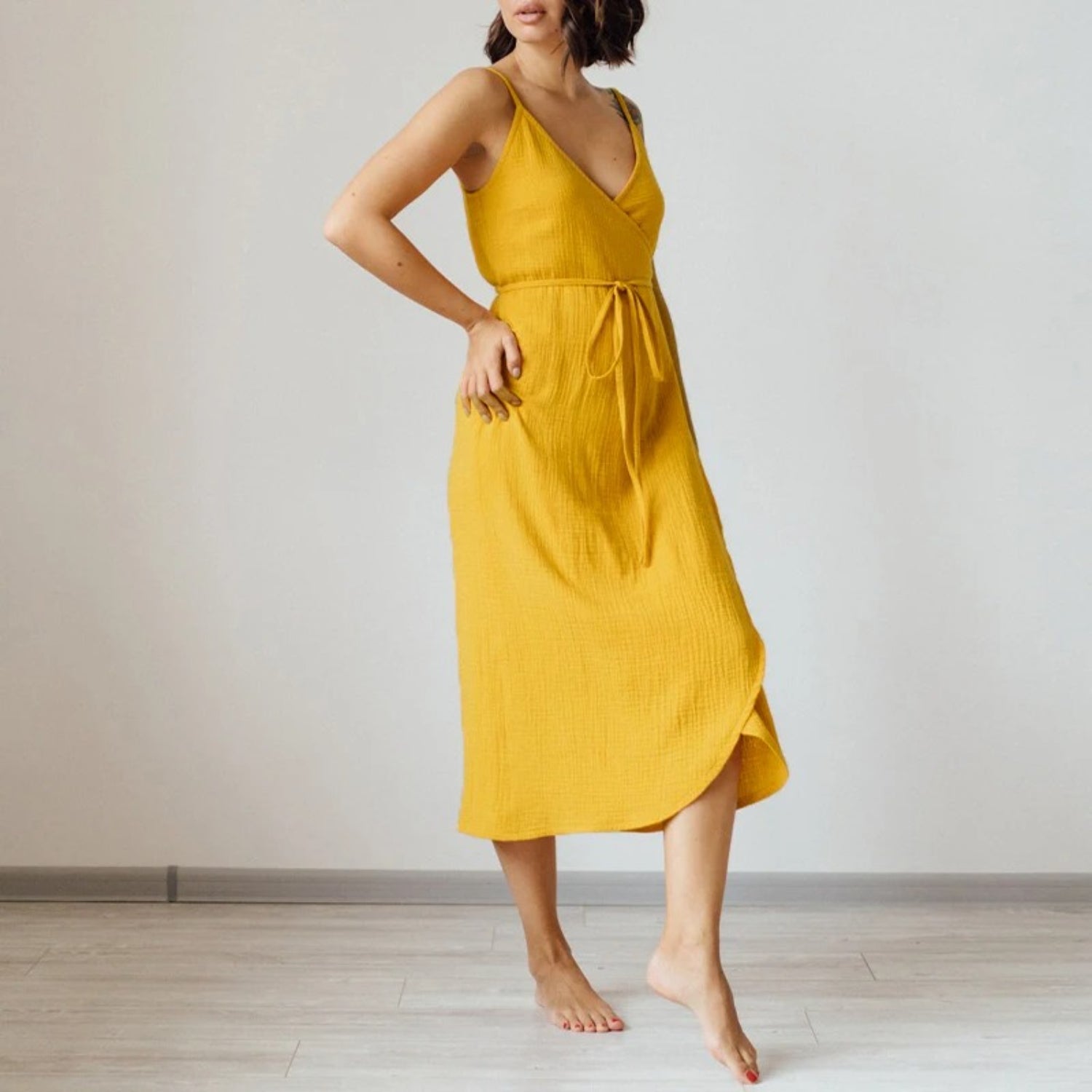 MODA elegant lilla enkelt bælte sommerkjole