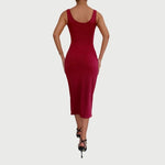 Isabella - Button Up Ribbet Bodycon Midi-kjole