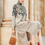 Victoria - Blomsterapplikation Rullekrave Sweaterkjole