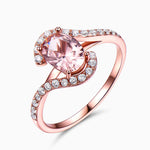 Eloise - Wellendesign Pink Turmalin Ring mit Diamantakzenten