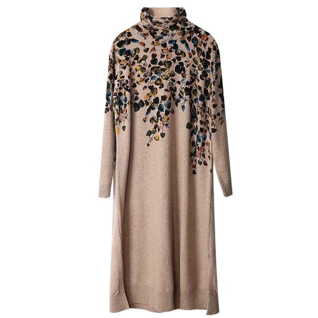 Victoria - Blomsterapplikation Rullekrave Sweaterkjole