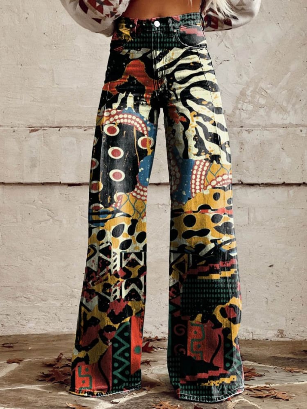 Vide Jeans | Abstrakt Mønster | Kunstnerisk og Modig