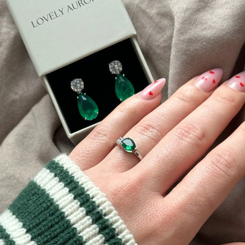 Verde - Slank ring med dobbelt ædelstensdesign