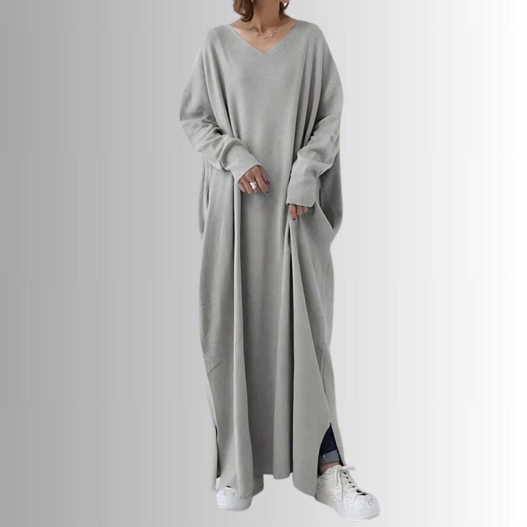 Aria - Lang Oversize Sweaterkjole i Oliven